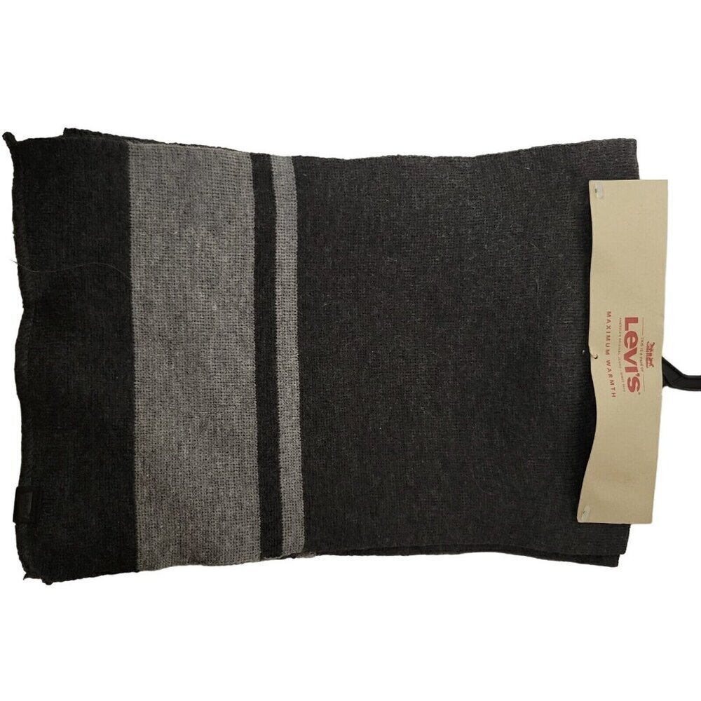 Levi's Men's Charcoal Gray Winter Beanie‎ Hat And Scarf Set New With Tags
